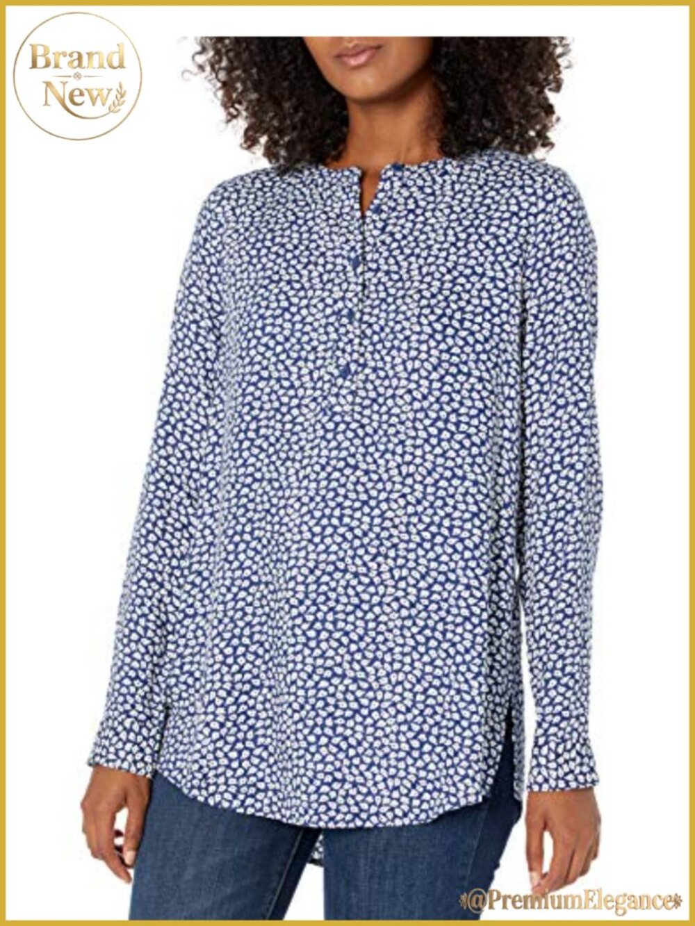 Women's Long-Sleeve Relaxed Fit Popover Blouse Viscose Work Shirt